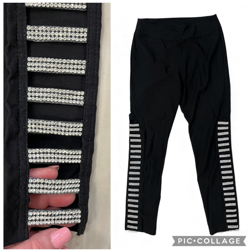 BLING IS A COLOR BLACK RHINESTONE LEGGINGS